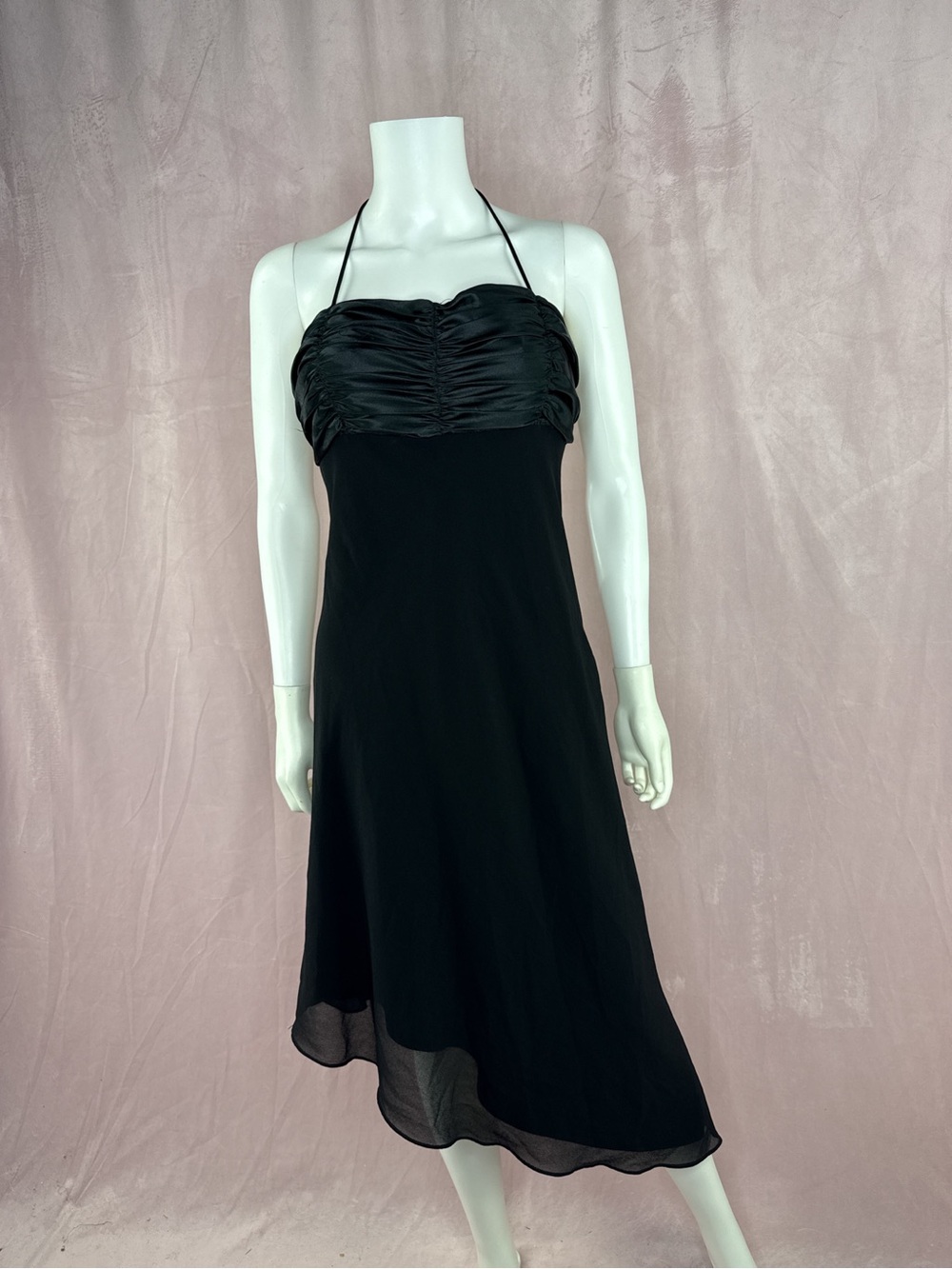 Vintage Y2K Onyx Nite Womens Black Asymmetrical Slip Dress Size 8 Medium